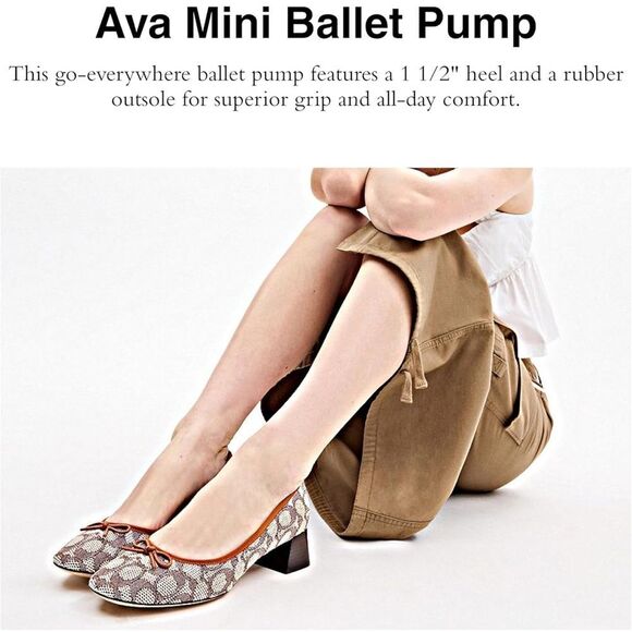 Coach Women's Ava Mini Signature Jacquard Ballet Pump Chunky Block Heel Size 9.5 - Picture 4 of 6